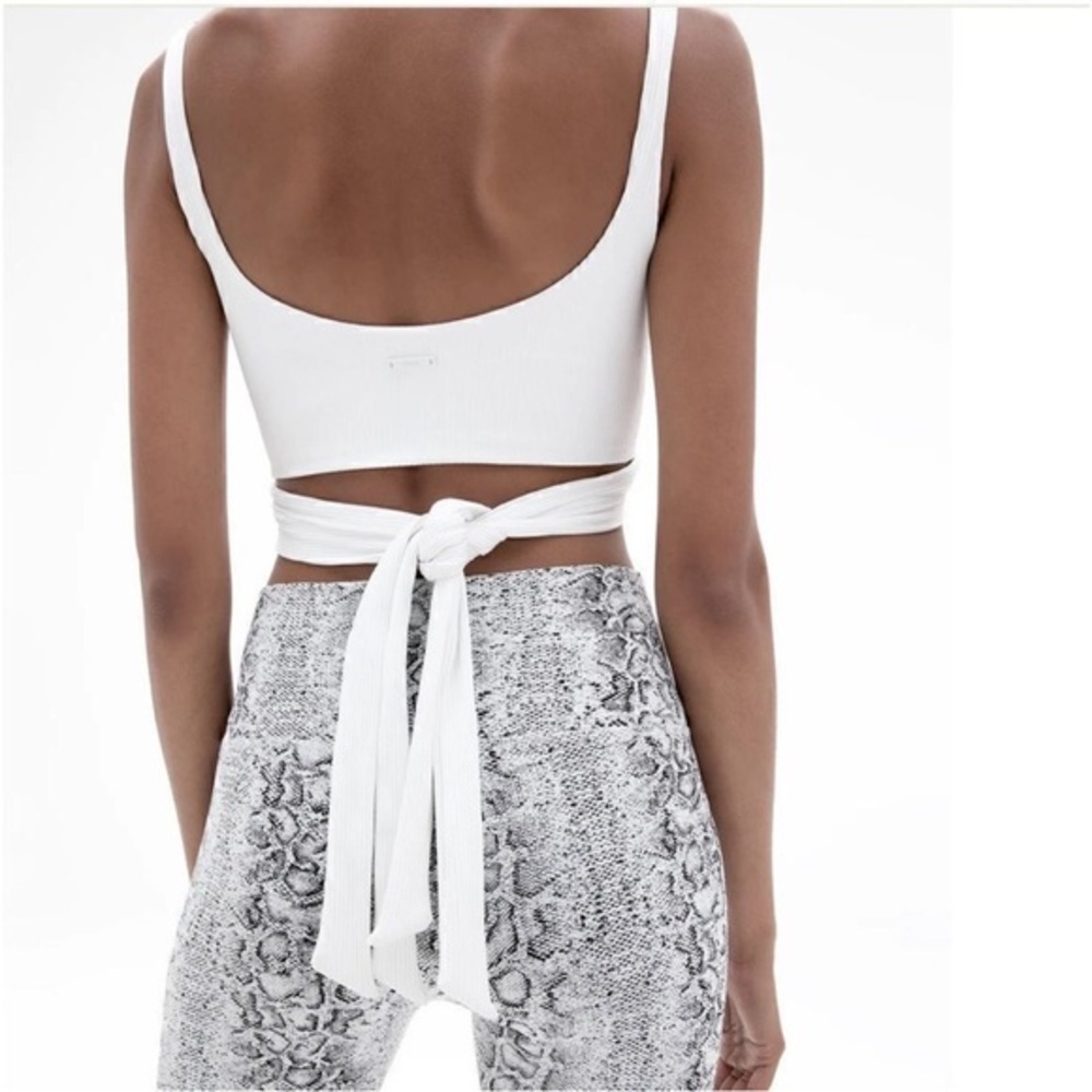 ONA White Set from Revolve Ribbed Tie Back Tank Biker Shorts NWT NEW Size M